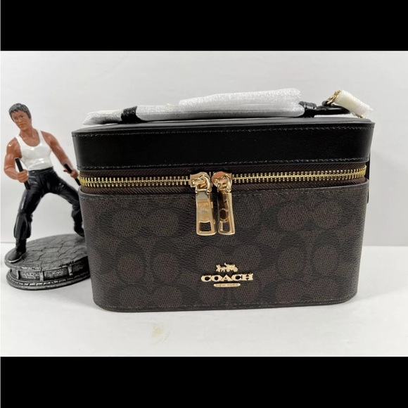 Coach Handbags - Sold Coach Cosmetic Case In Signature Canvas CW728- Walnut/Black NWT